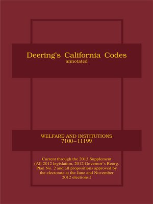 cover image of Deering's California Welfare and Institutions Code, Annotated